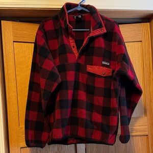 Patagonia Red & Black Buffalo Plaid Pullover Snap-T Fleece